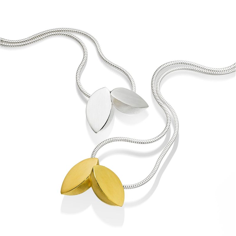 Double Leaf Silver and Gold Pendant Group P01 P02