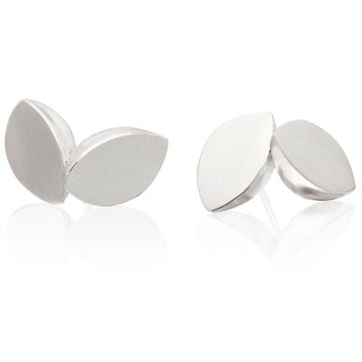 Double Leaf Stud Earrings Silver E04