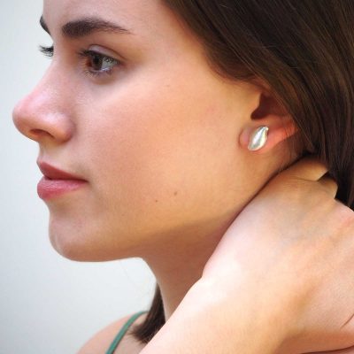 Small Silver Pebble Earrings Model E21