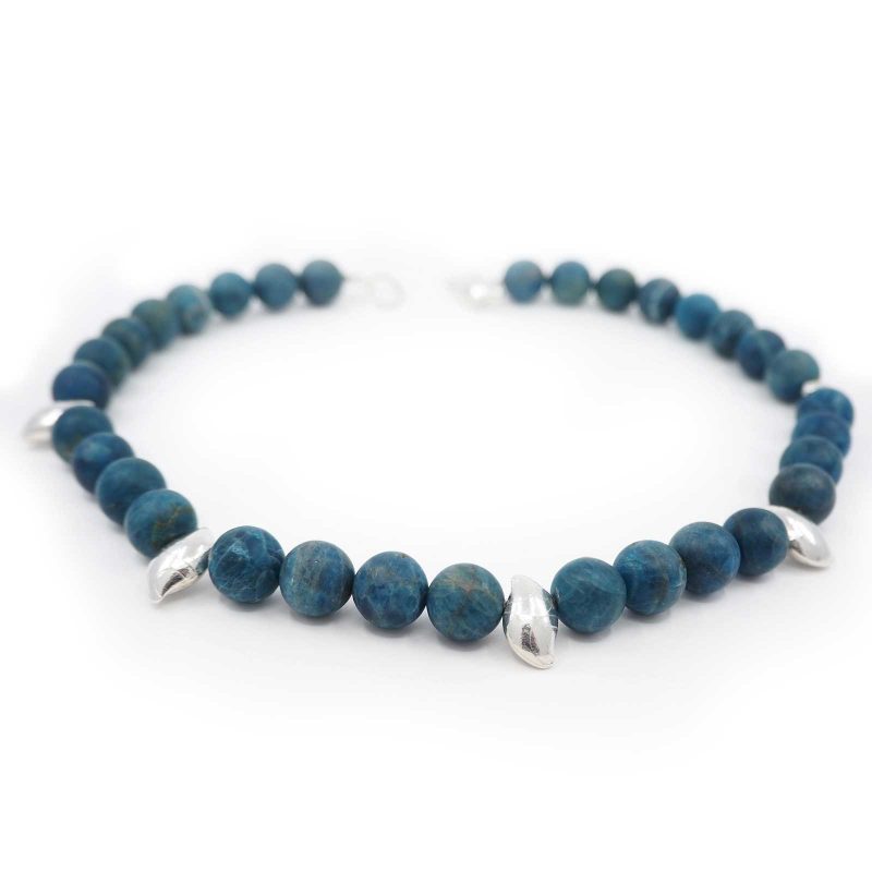 Teal Blue Agate Pebble Necklace N01