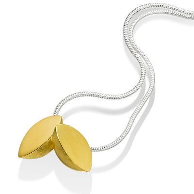 Double Leaf Silver and Gold Pendant P02