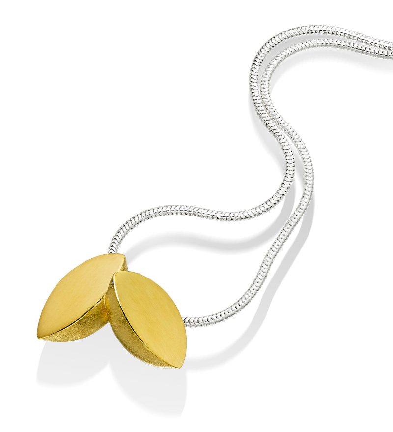 Double Leaf Silver and Gold Pendant P02