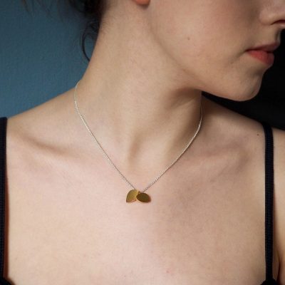 Double Leaf Silver and Gold Pendant Model P02