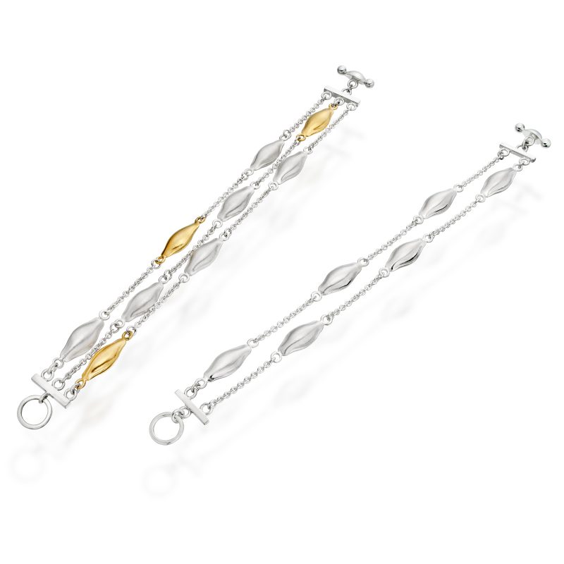 Silver and Gold Pod Bracelets