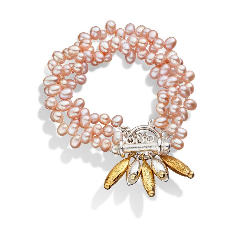 Pebble Pink Pearl Cluster Bracelet B10