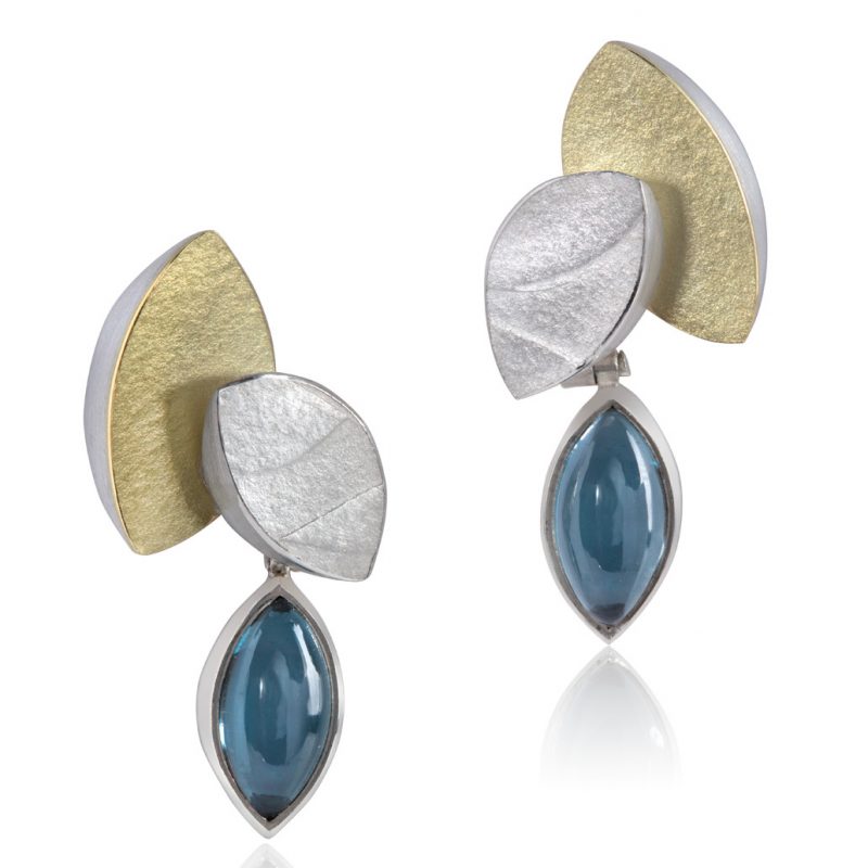 Topaz gold ans silver earrings
