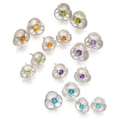 Oyster Gemset Stud Earrings E52 E53 E54 E55