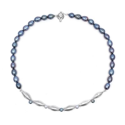 Freshwater Peacock Blue Pearl Necklace N07