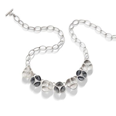 Oxidised Silver Link Necklace N09