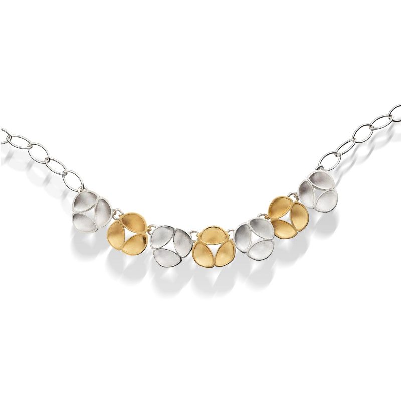 Silver and Gold Plate Oyster Link Necklace N10