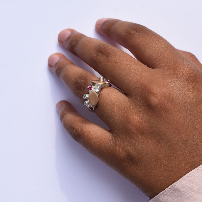 White Sapphire leaf ring