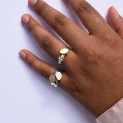 White Sapphire leaf ring