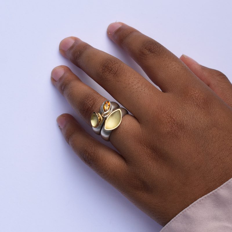 White Sapphire leaf ring