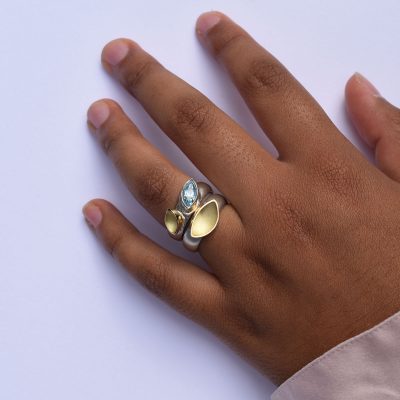White Sapphire leaf ring