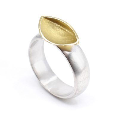 Silver ring and 18ct yellow gold