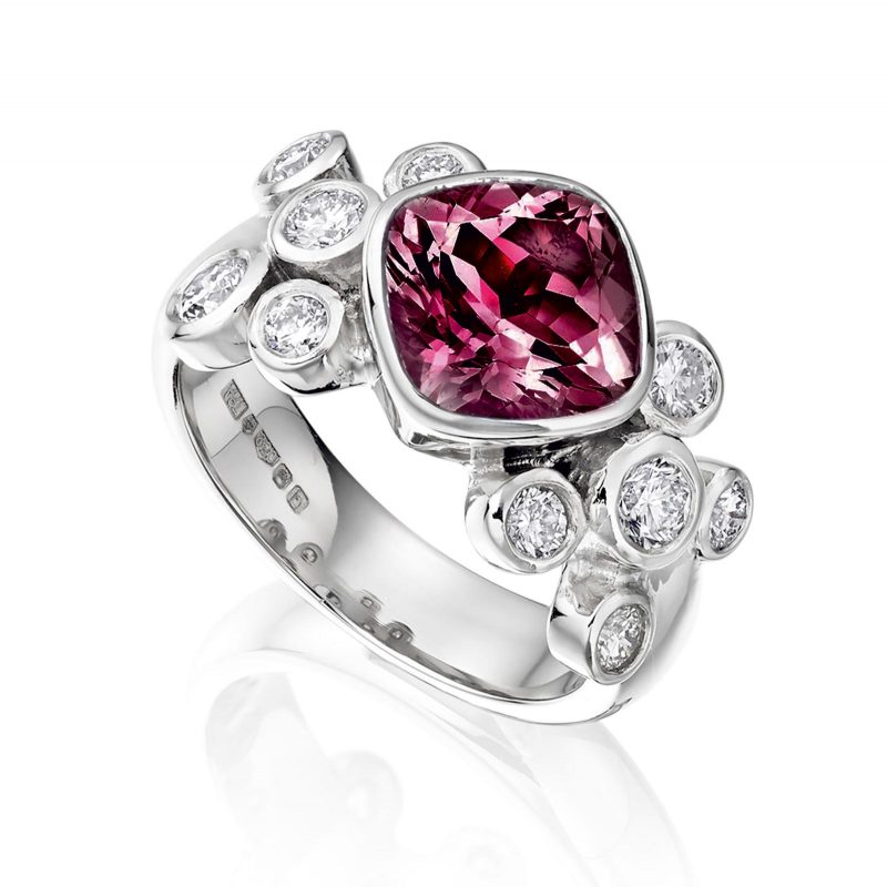 Rhodalite Garnet and Diamond Ring R04
