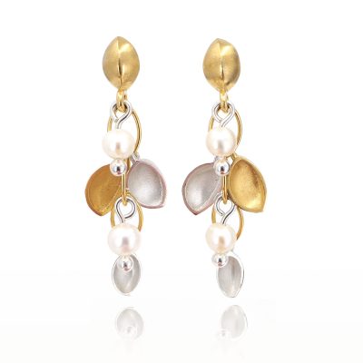 Oyster cluster Earrings in Gold and Silver